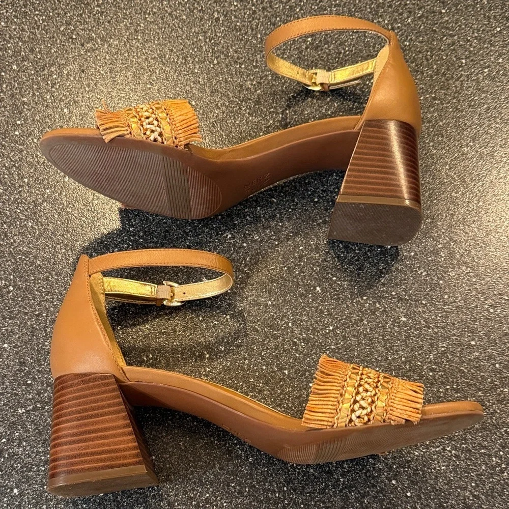 Naturalizer Women’s Tan Fringe Block Heeled Sandals - size 10 - Picture 7 of 8